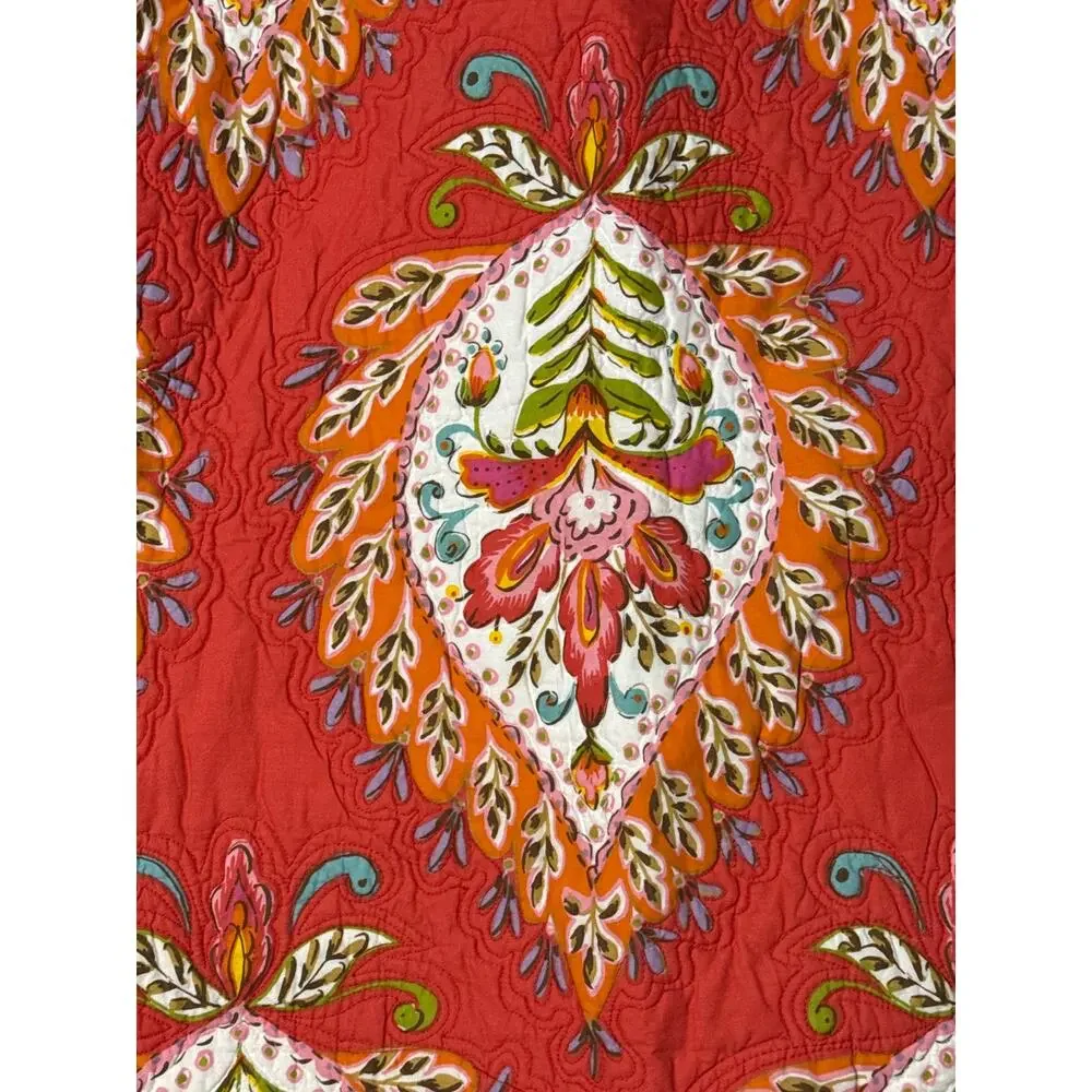 Dena Home Euro Pillow Shams Set of 2 Quilted Cotton Paisley Floral 26x26
